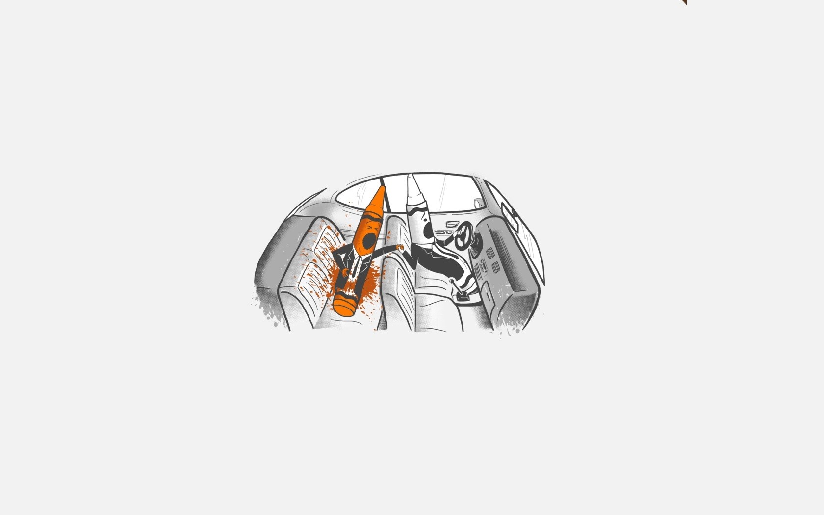 Illustration of crayons in a car HD Wallpaper