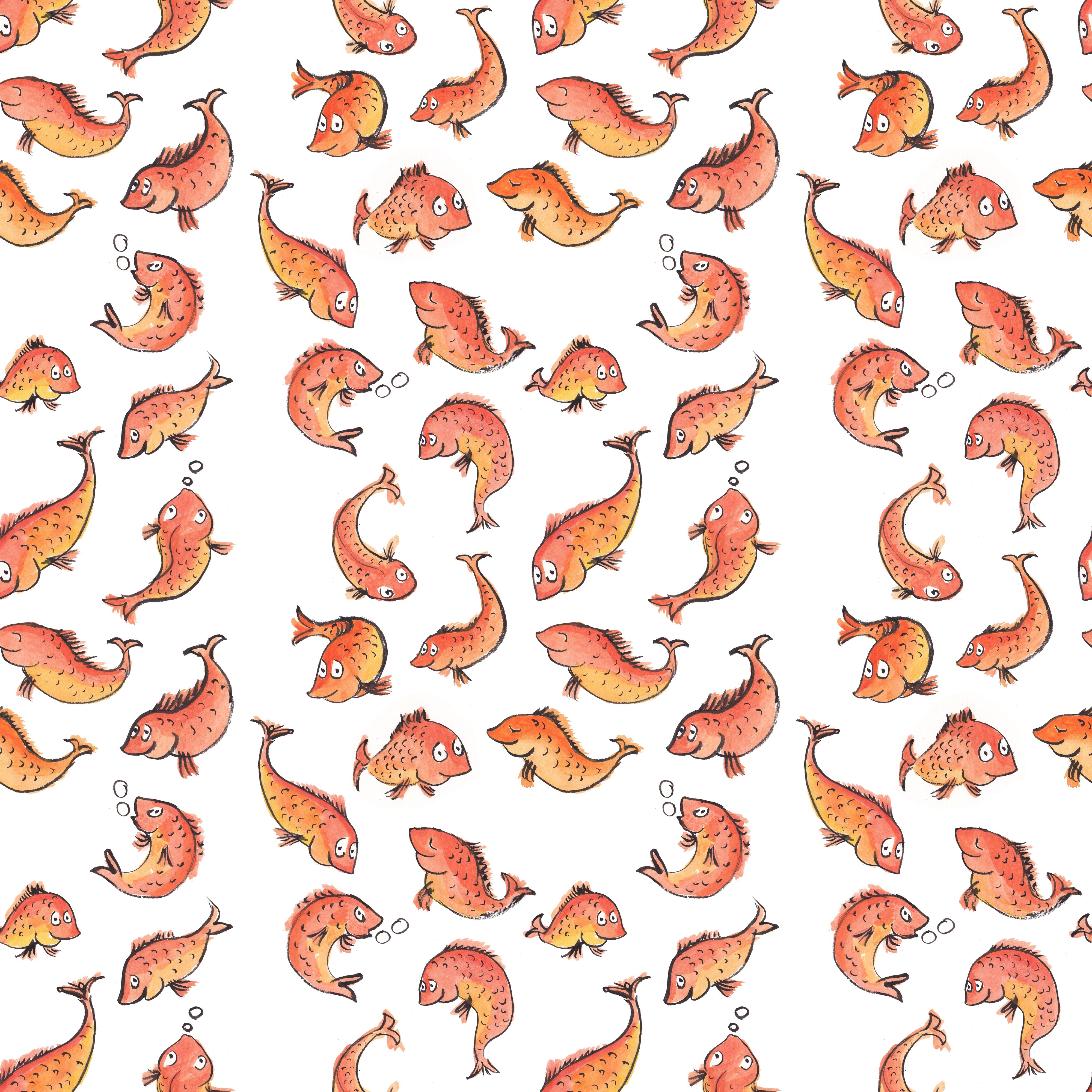 Orange fish pattern on white background HD Wallpaper