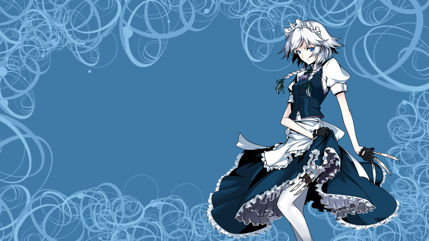 Anime girl in maid outfit with knives HD Wallpaper