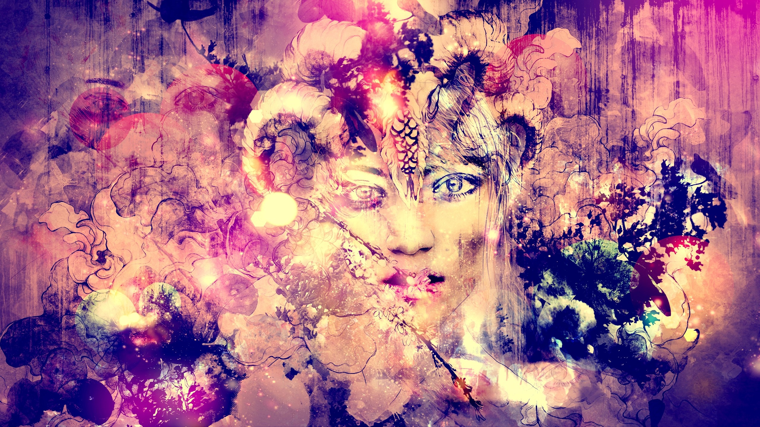 Abstract digital art with a woman's face HD Wallpaper