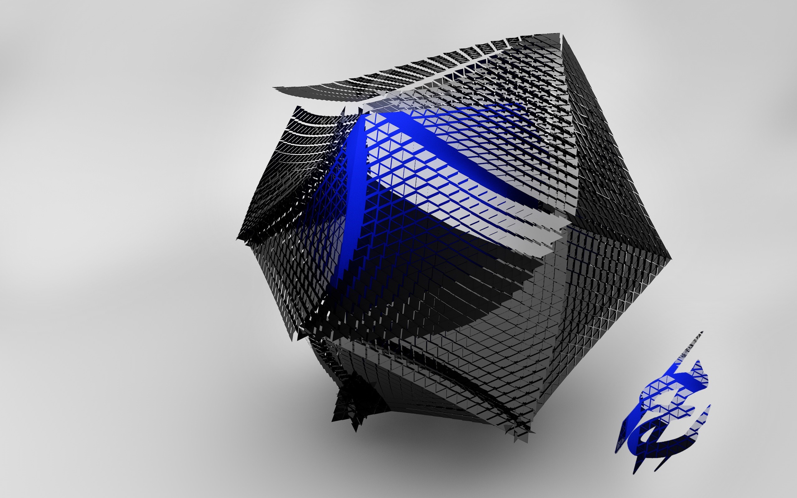 Abstract geometric object with blue accents HD Wallpaper