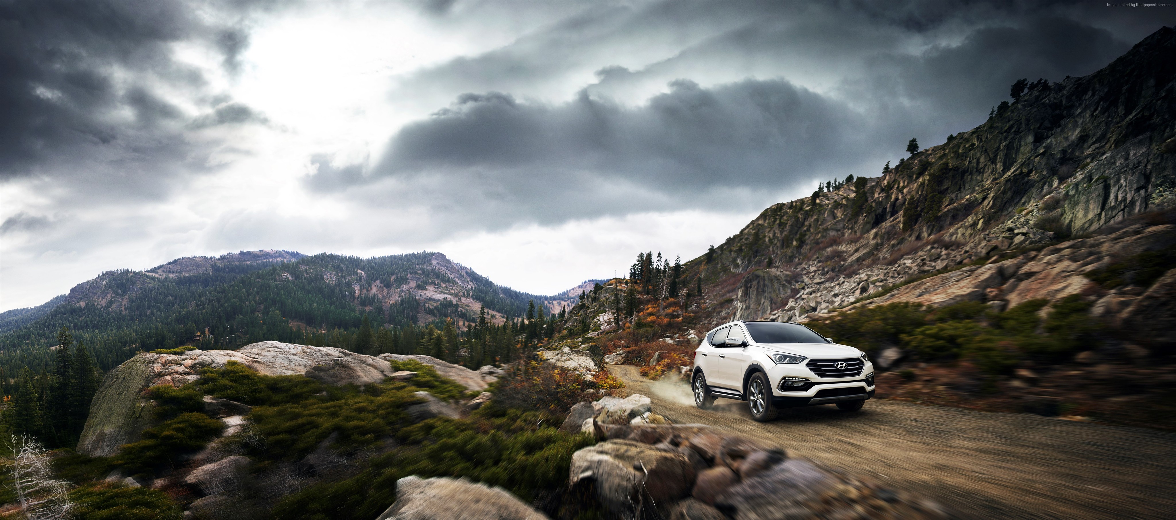 Hyundai Santa Fe Sport on a mountain road HD Wallpaper