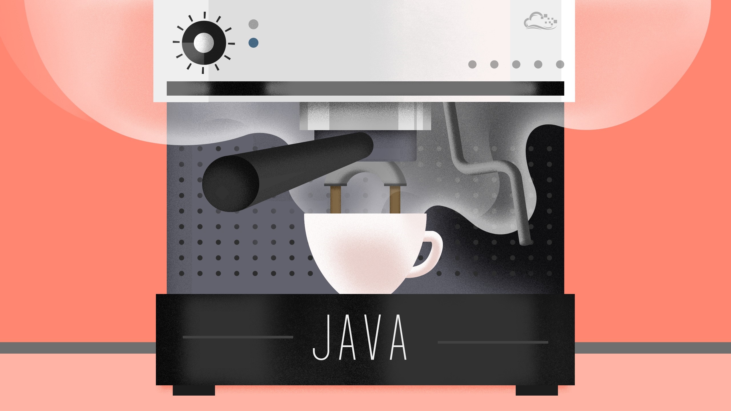 Java coffee machine with cup and steam HD Wallpaper