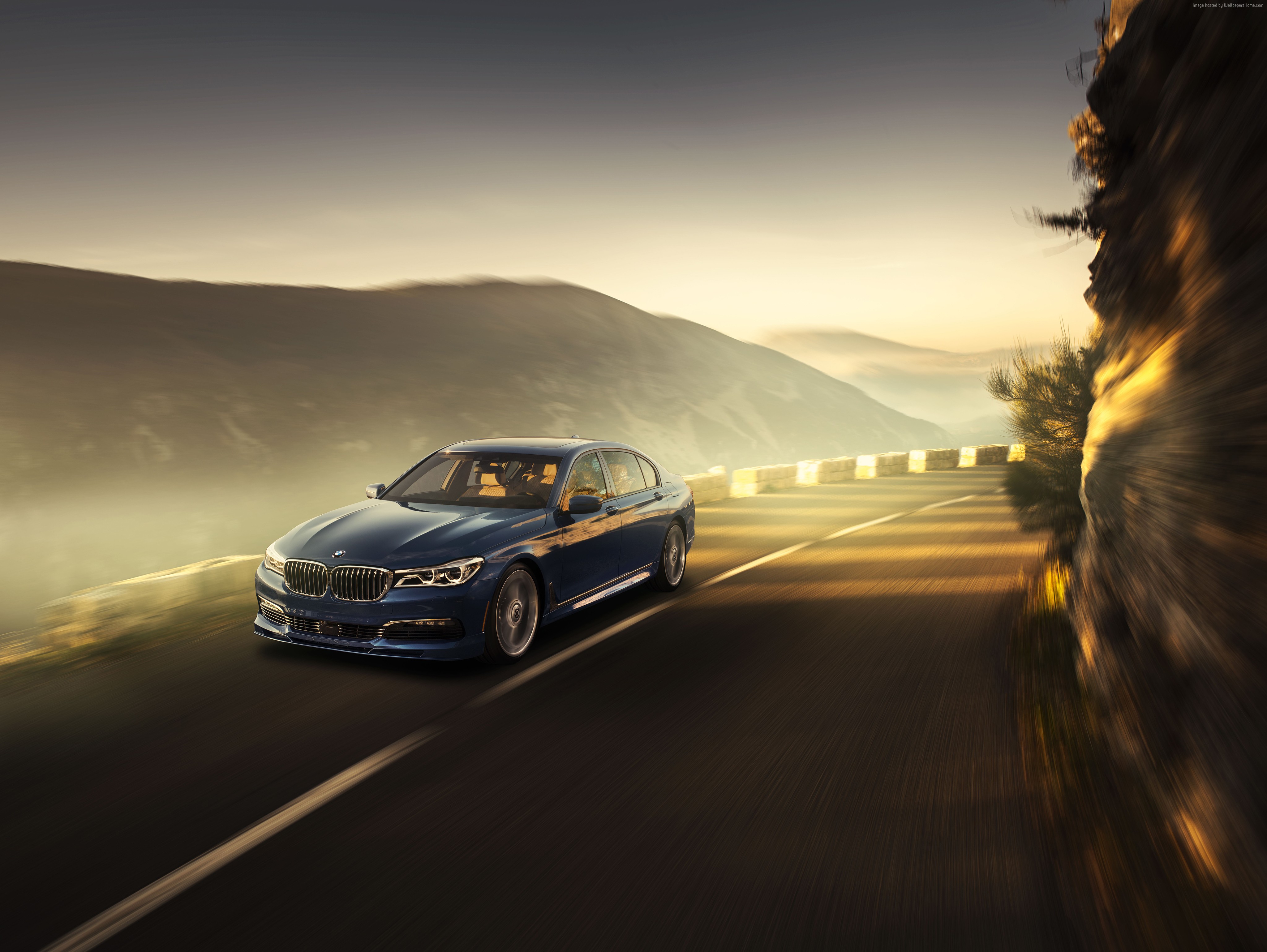 Alpina B7 xDrive sedan on a mountain road HD Wallpaper