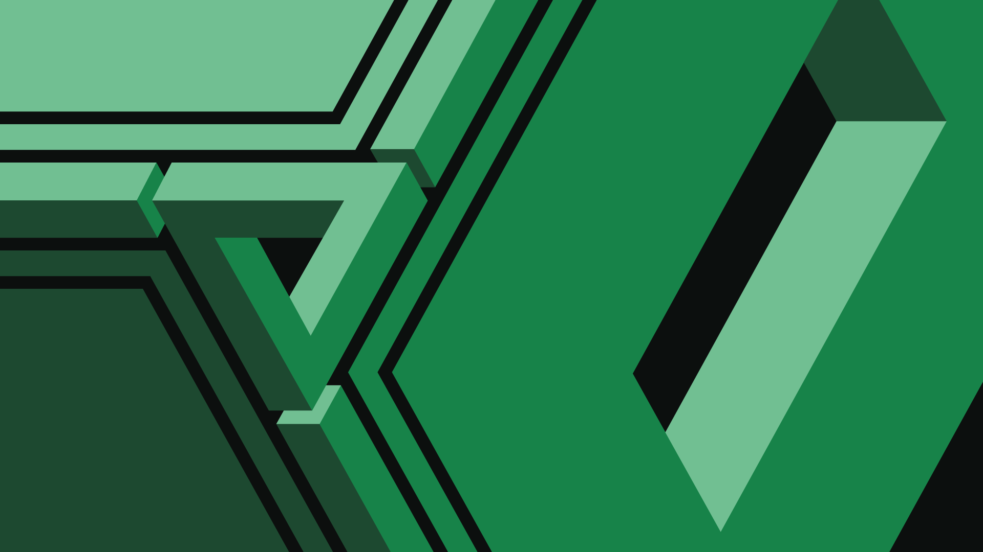 Abstract Green Geometric Penrose Triangle Design HD Wallpaper
