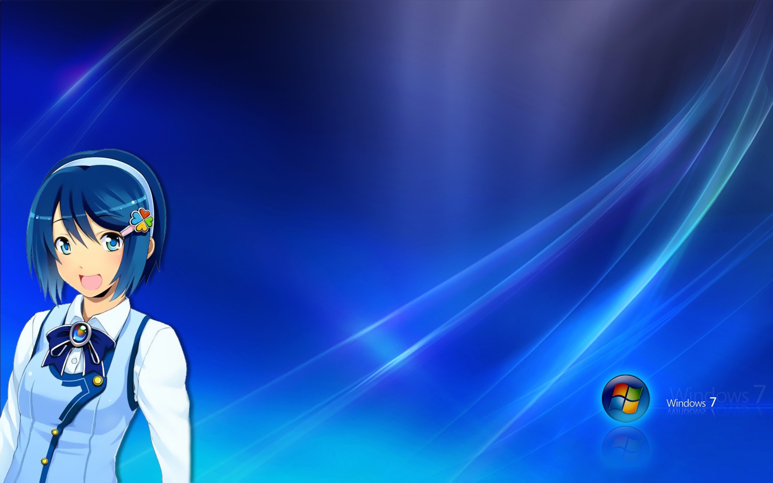 Madobe Nanami with Windows 7 Blue Abstract HD Wallpaper