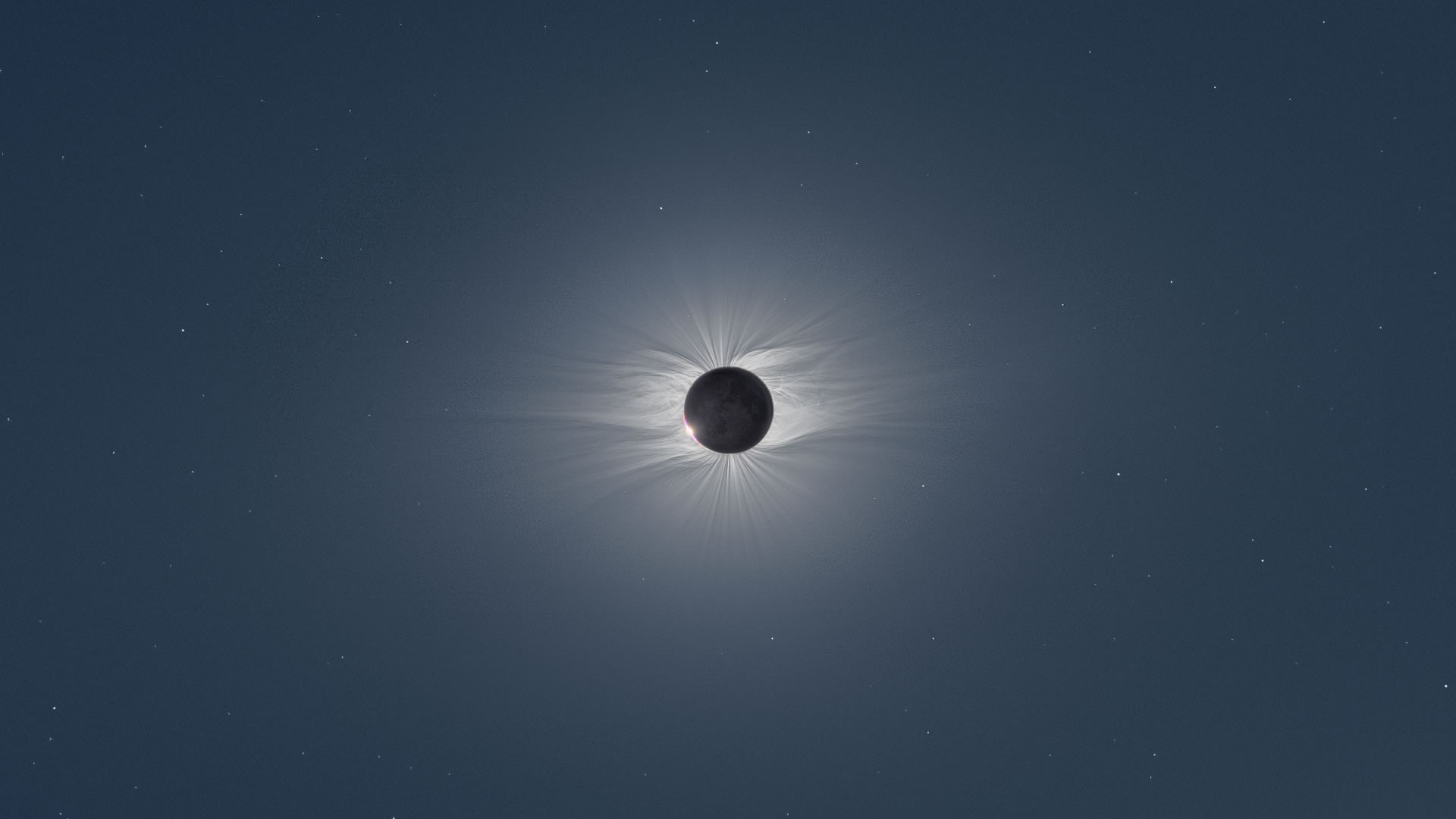 Solar eclipse with corona and stars HD Wallpaper