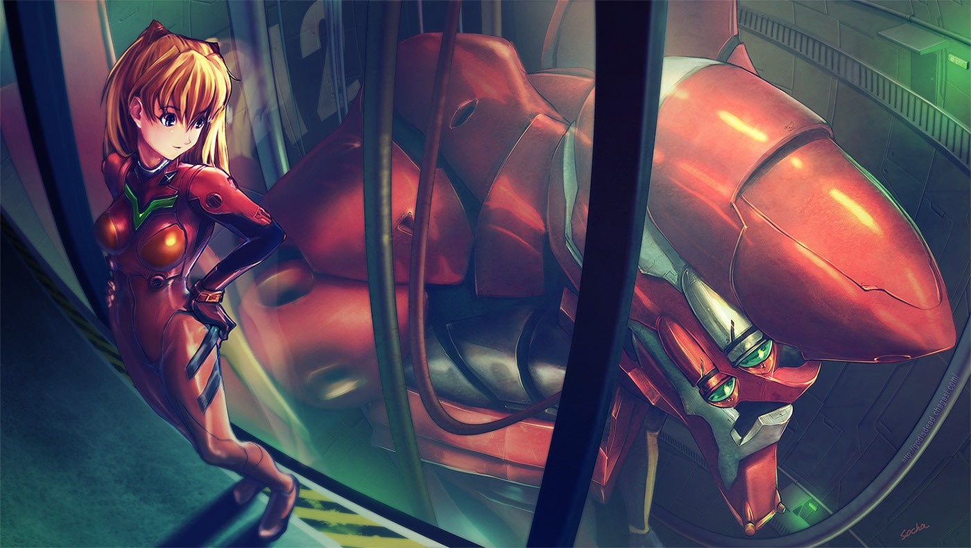 Asuka Langley Soryu from Neon Genesis Evangelion in a Unit HD Wallpaper