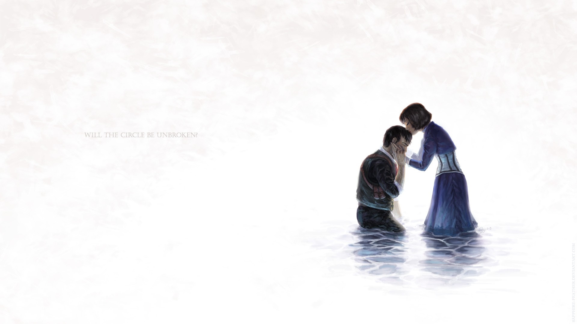 Booker DeWitt and Elizabeth from BioShock Infinite in water HD Wallpaper