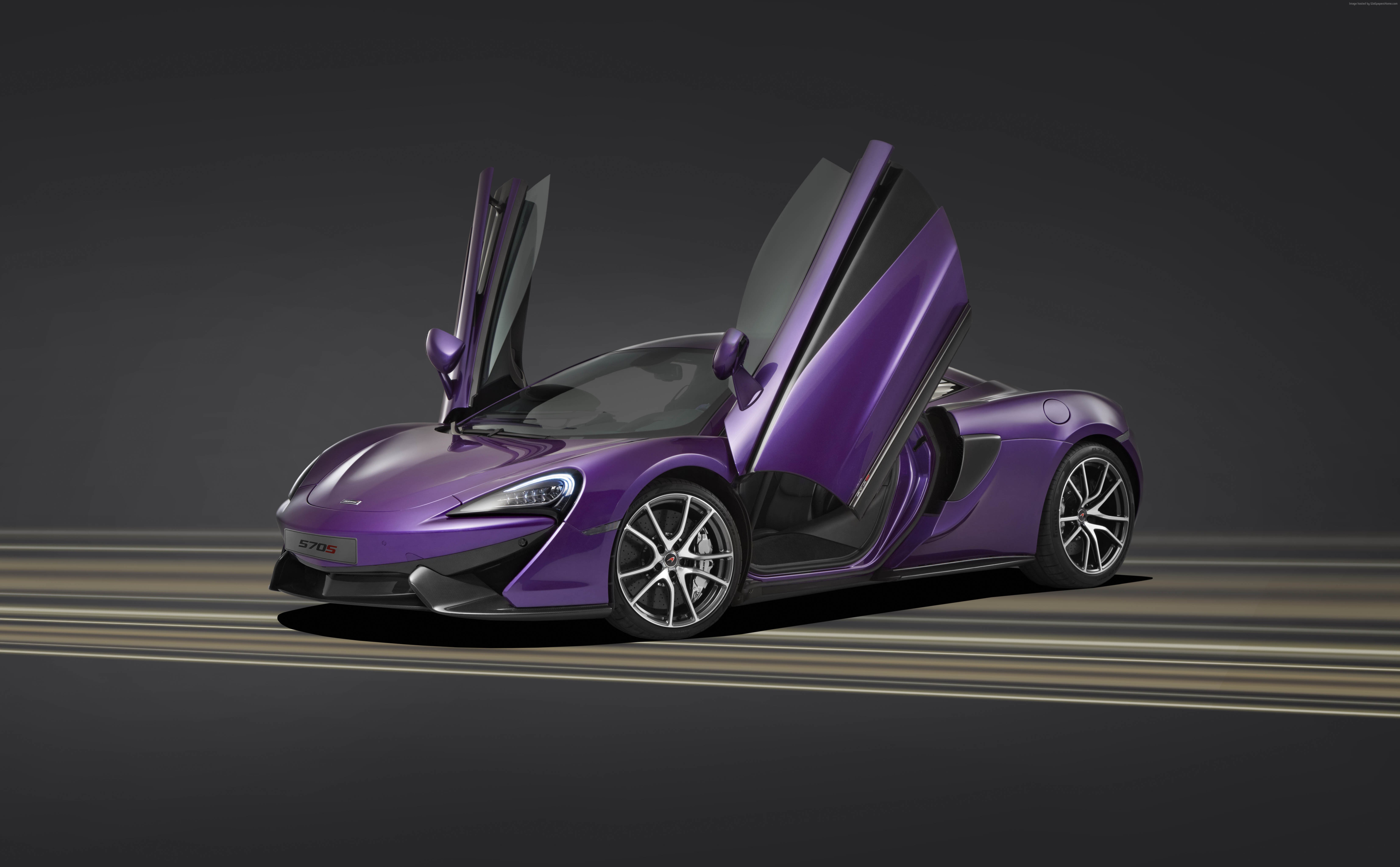 Purple McLaren 570S MSO with doors open HD Wallpaper