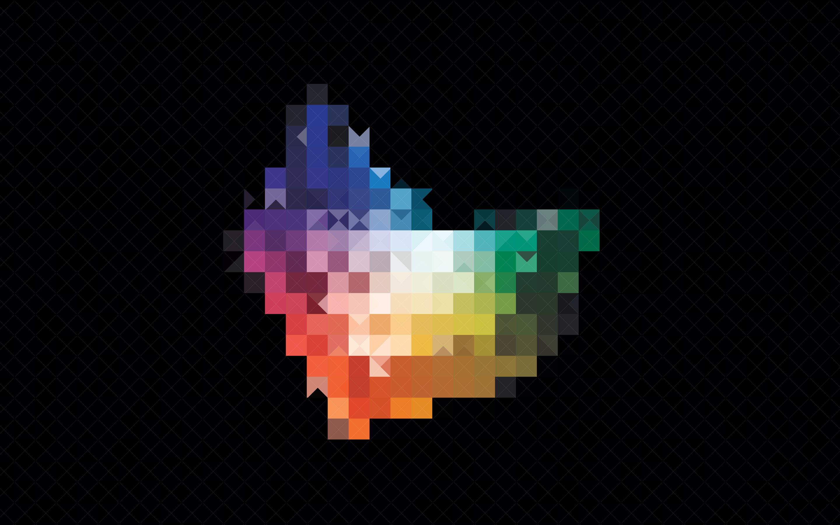 Abstract colorful pixelated shape on black background HD Wallpaper