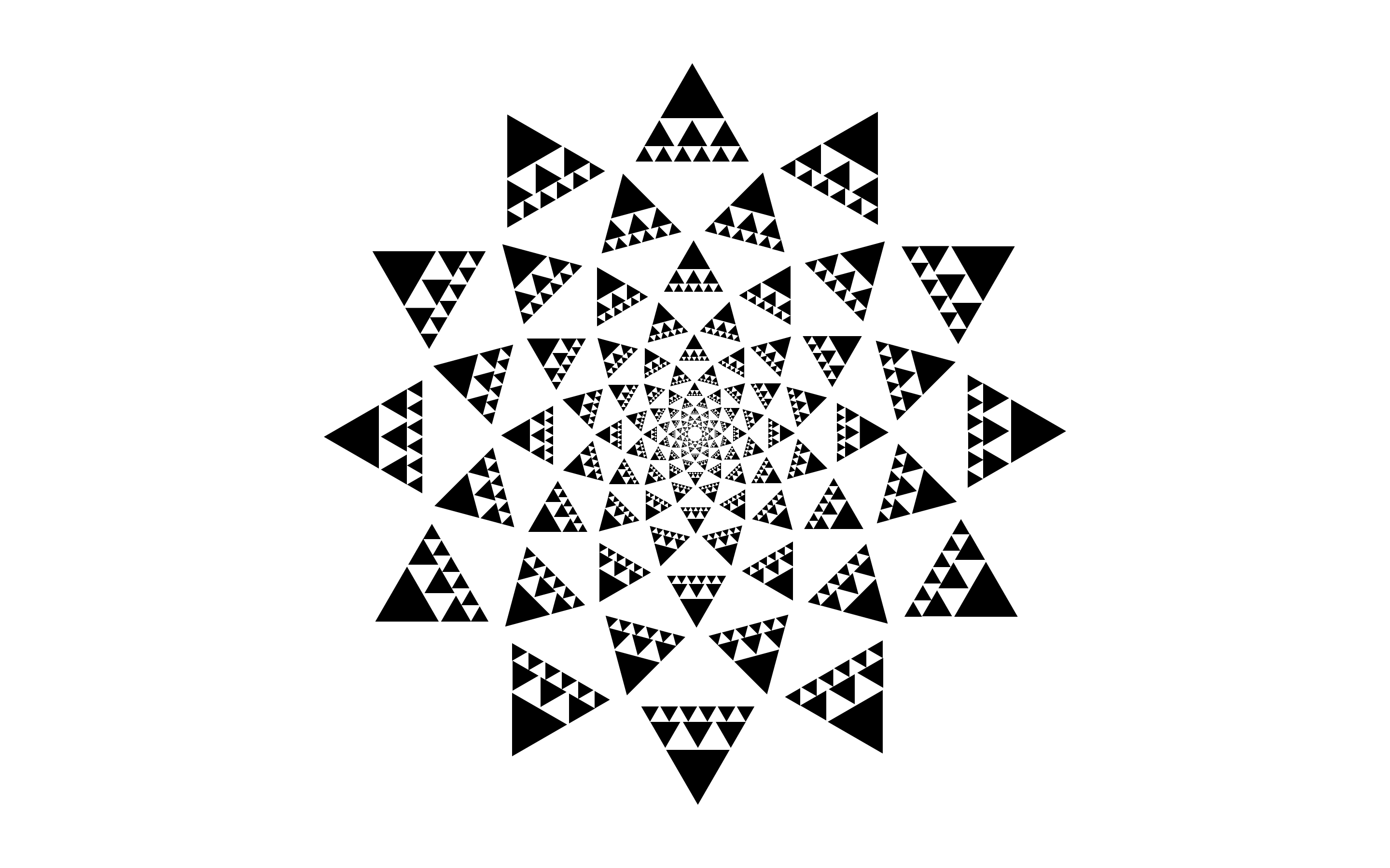 Black and white fractal triangle pattern HD Wallpaper
