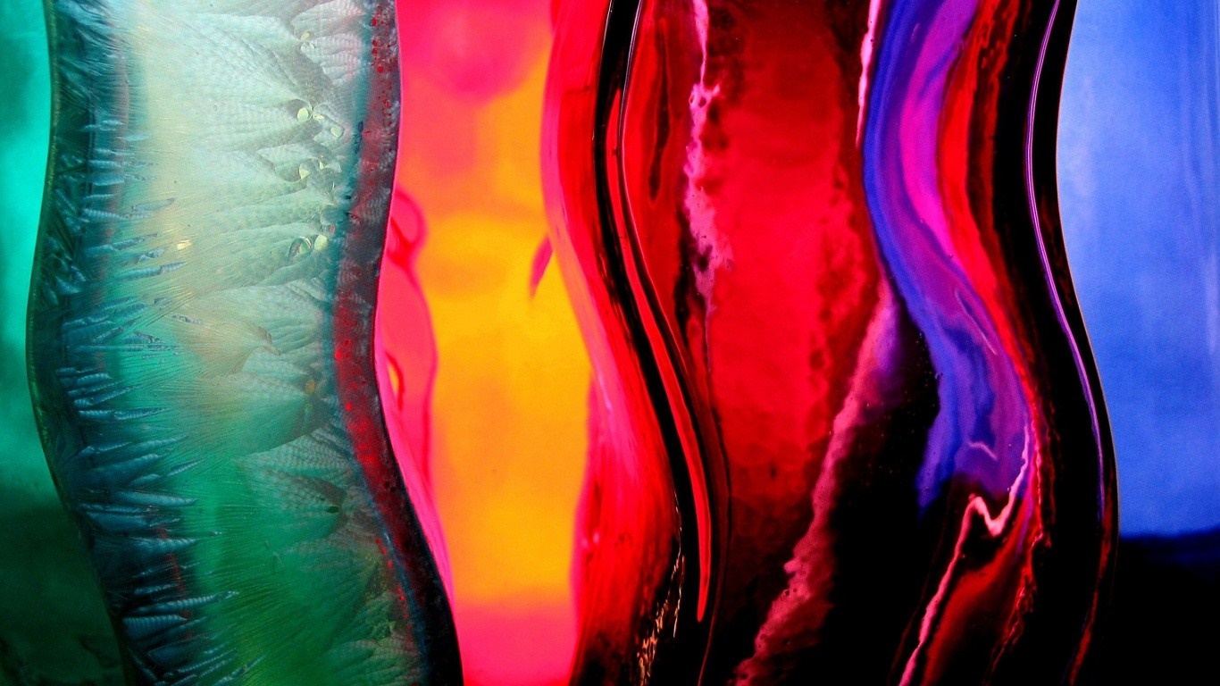 Abstract close-up of colorful wavy glass HD Wallpaper