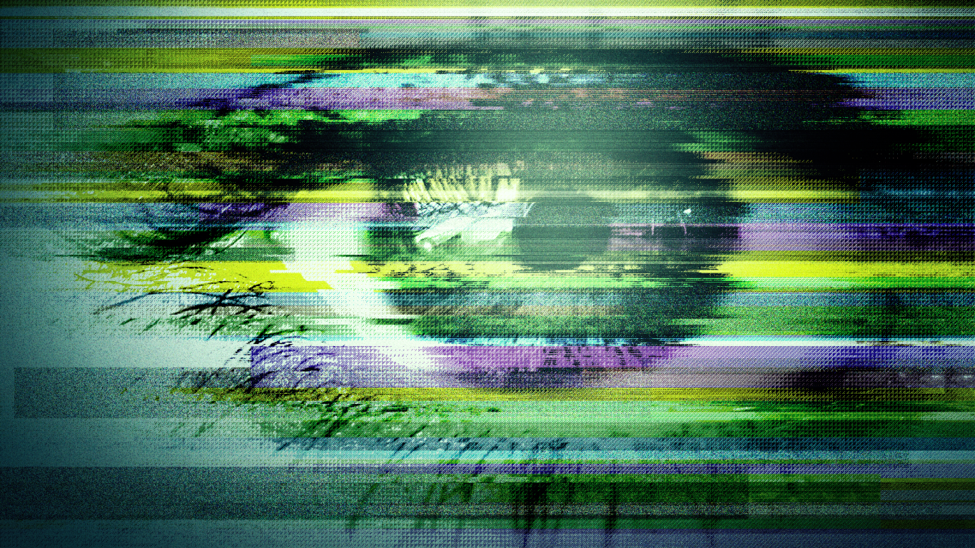 Close-up of an eye with TV static overlay HD Wallpaper