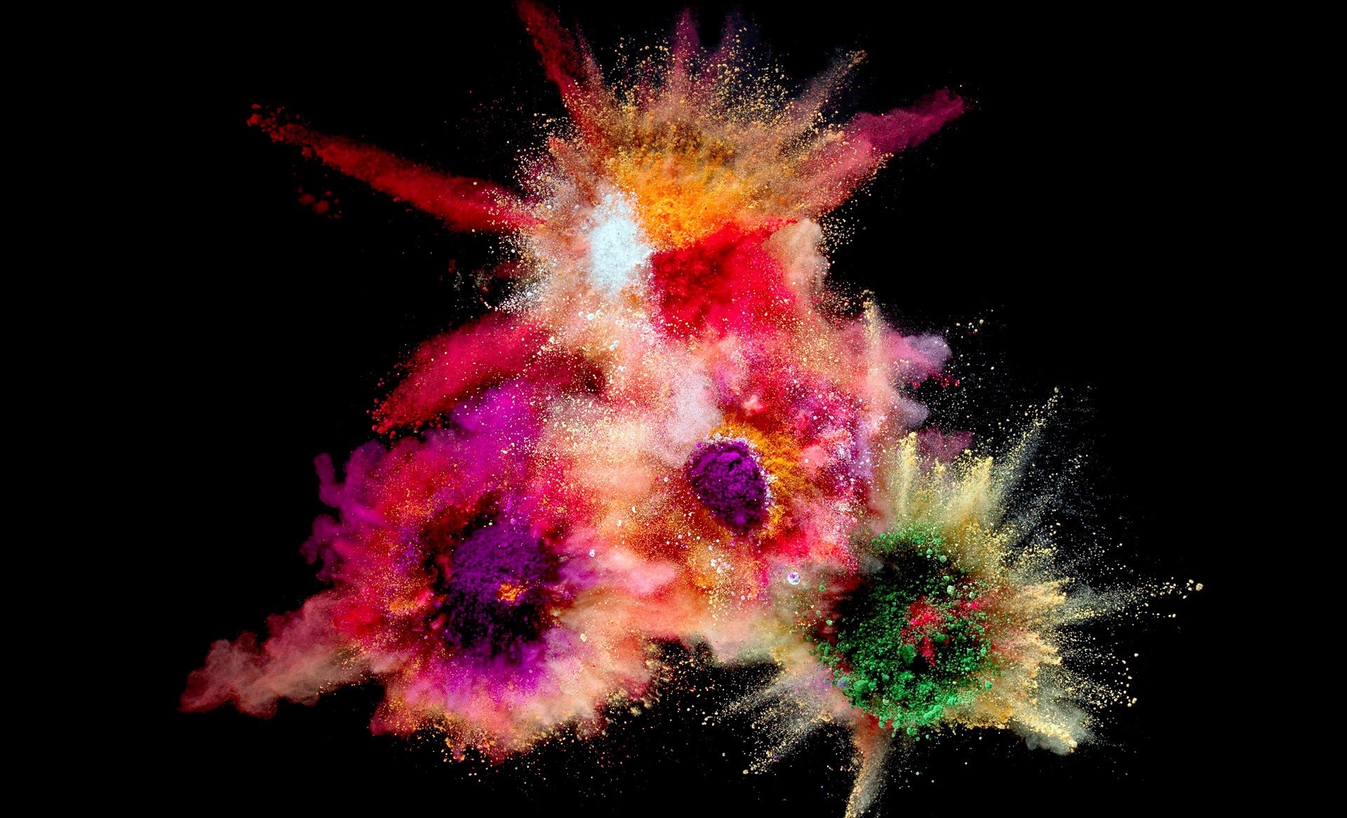 Colorful powder explosion with black background HD Wallpaper