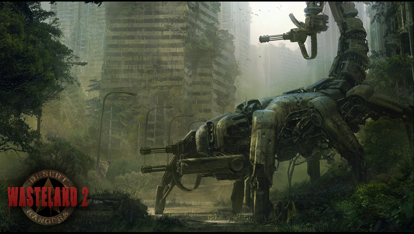 Wasteland 2: Desert Rangers robot scorpion in ruined city HD Wallpaper