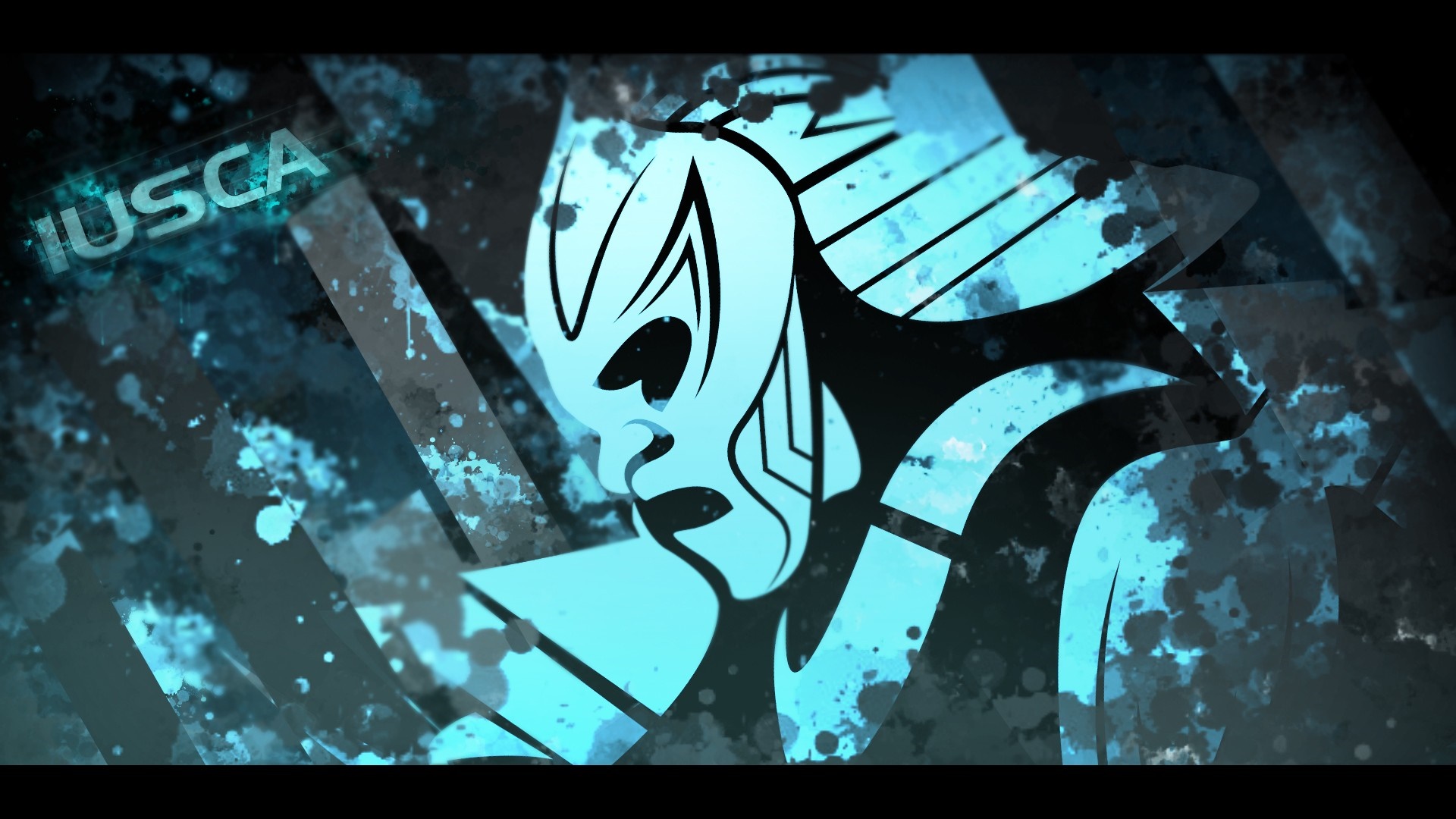 Illustration of a stylized character with the word IUSCA HD Wallpaper