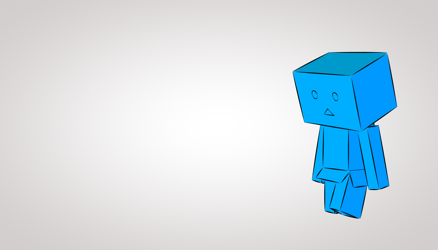 Blue cube character illustration HD Wallpaper