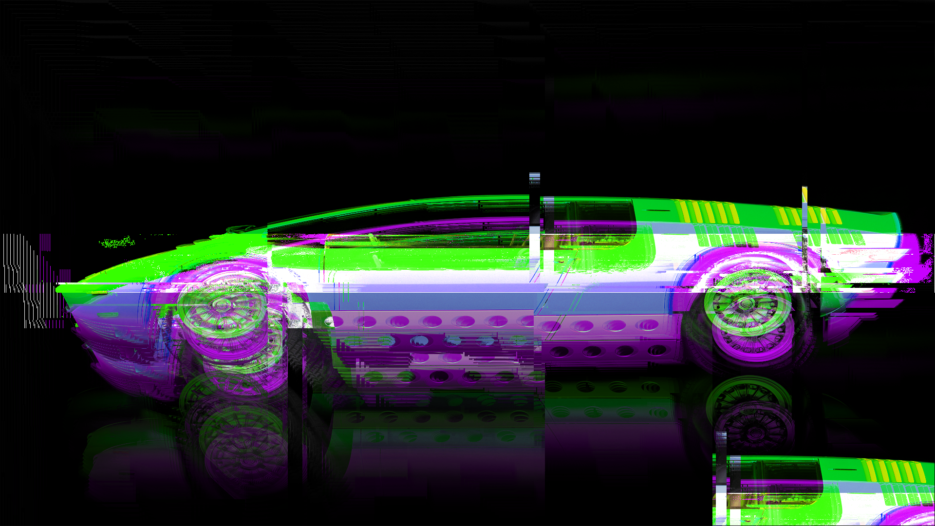 Glitch art of a futuristic car HD Wallpaper