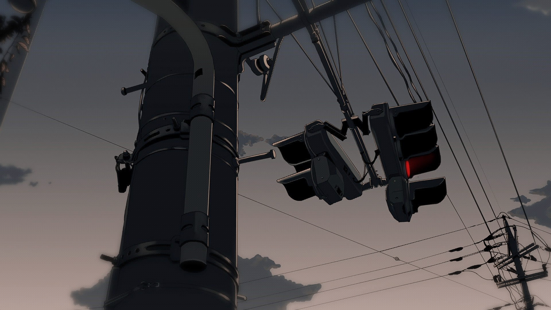 Traffic lights hanging from a pole against the sky HD Wallpaper