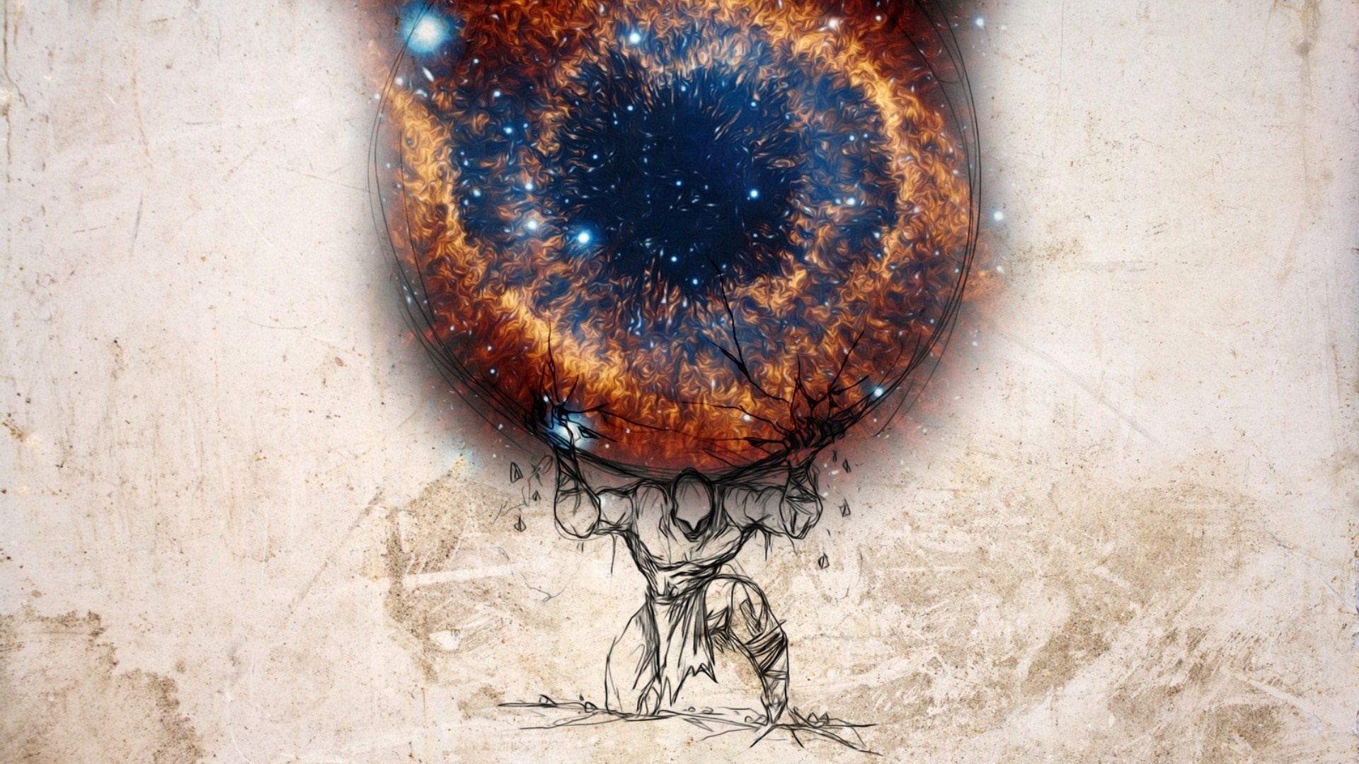Atlas holding the cosmos HD Wallpaper