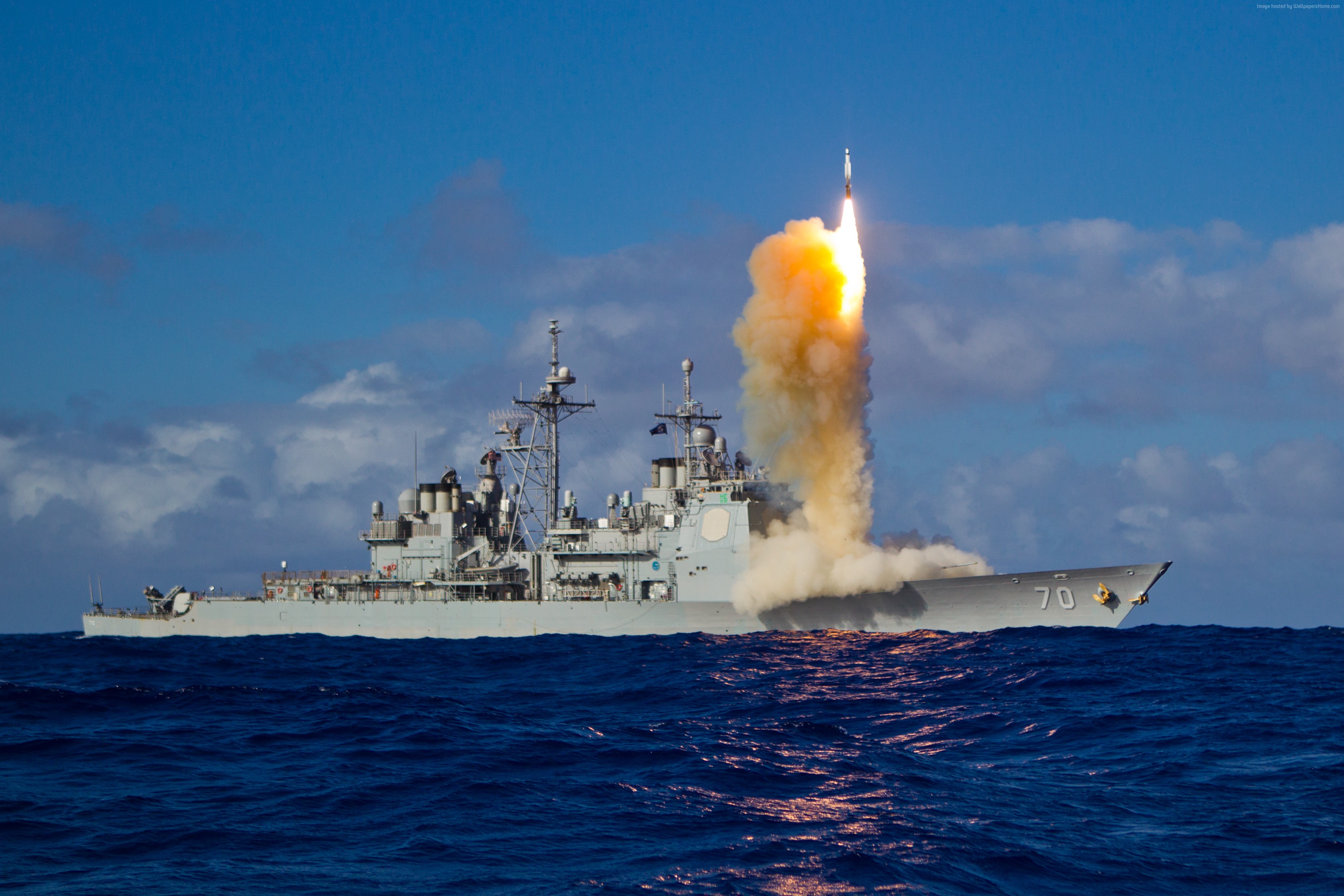 USS Lake Erie (CG-70) launches a missile HD Wallpaper