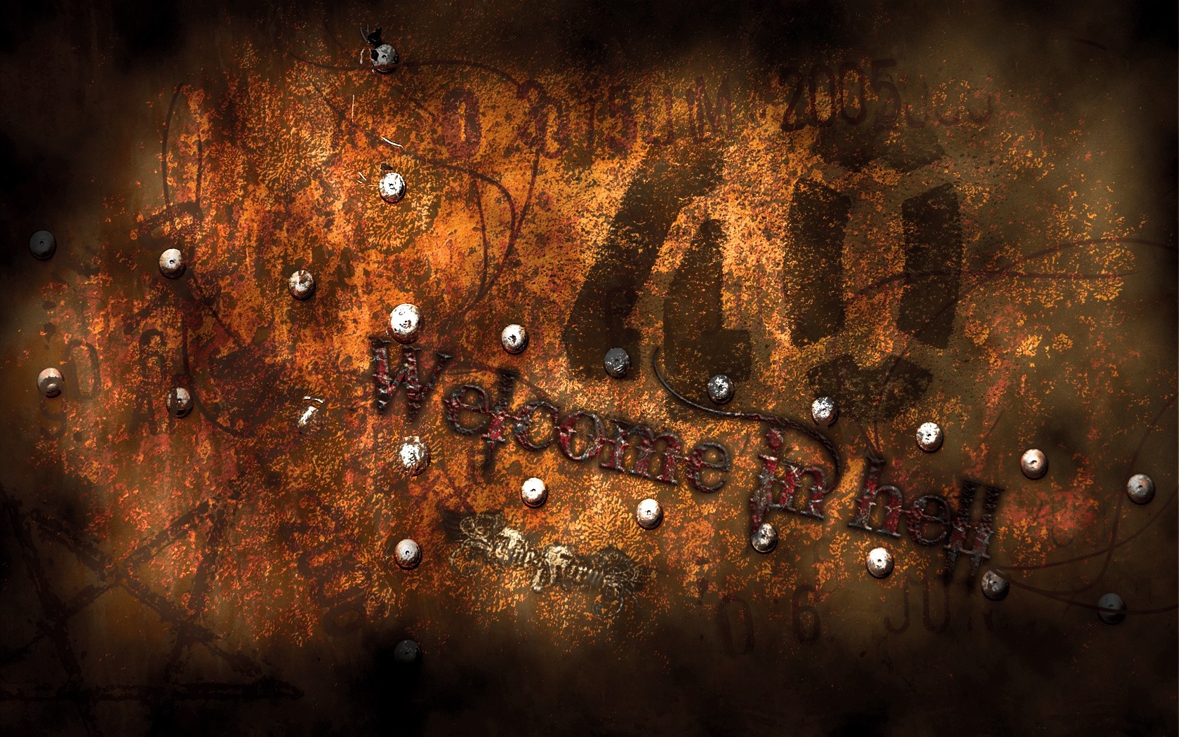 Welcome to Hell typography on rusty texture HD Wallpaper