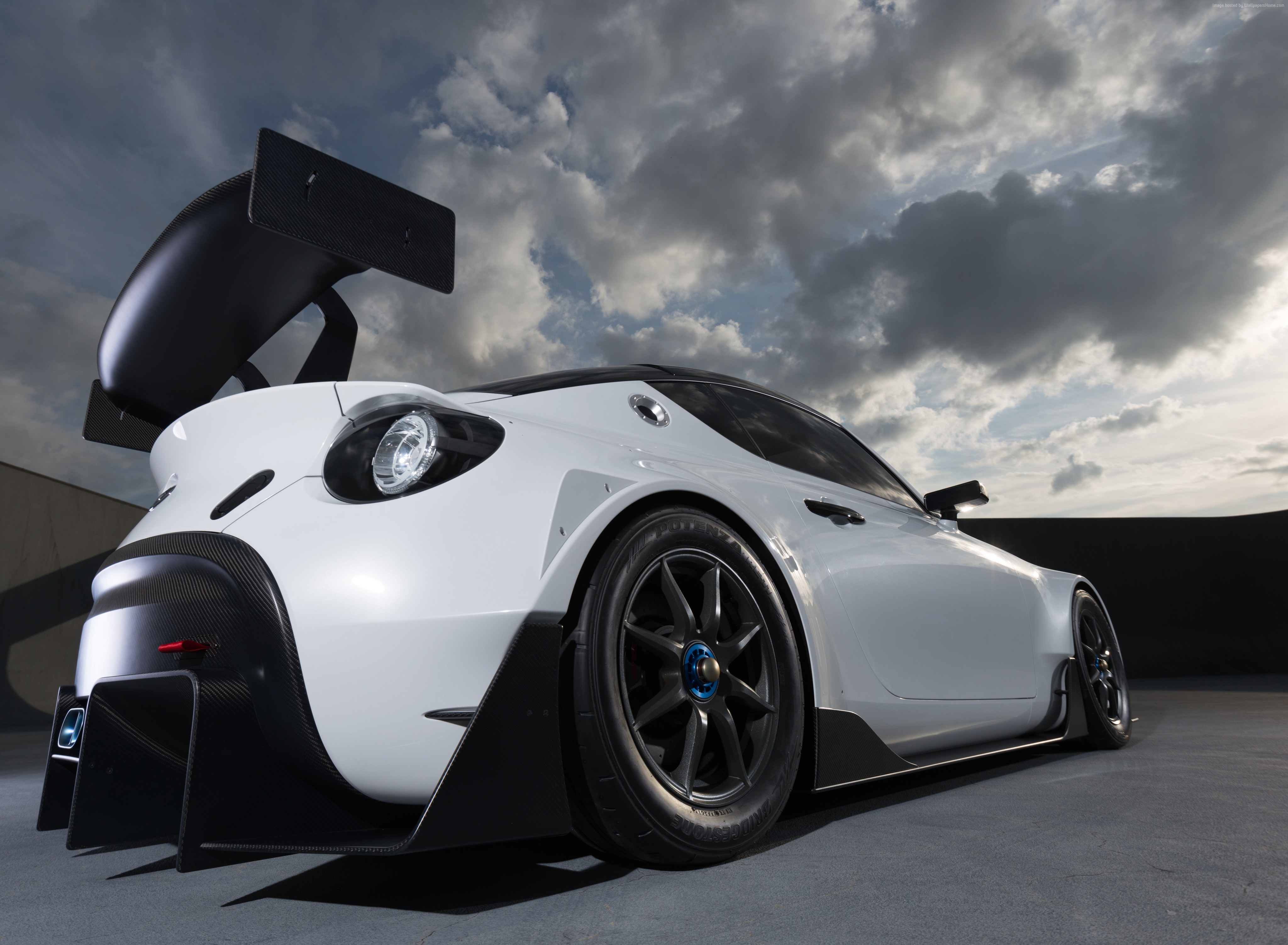 White Toyota S-FR Racing sport car with large rear wing HD Wallpaper
