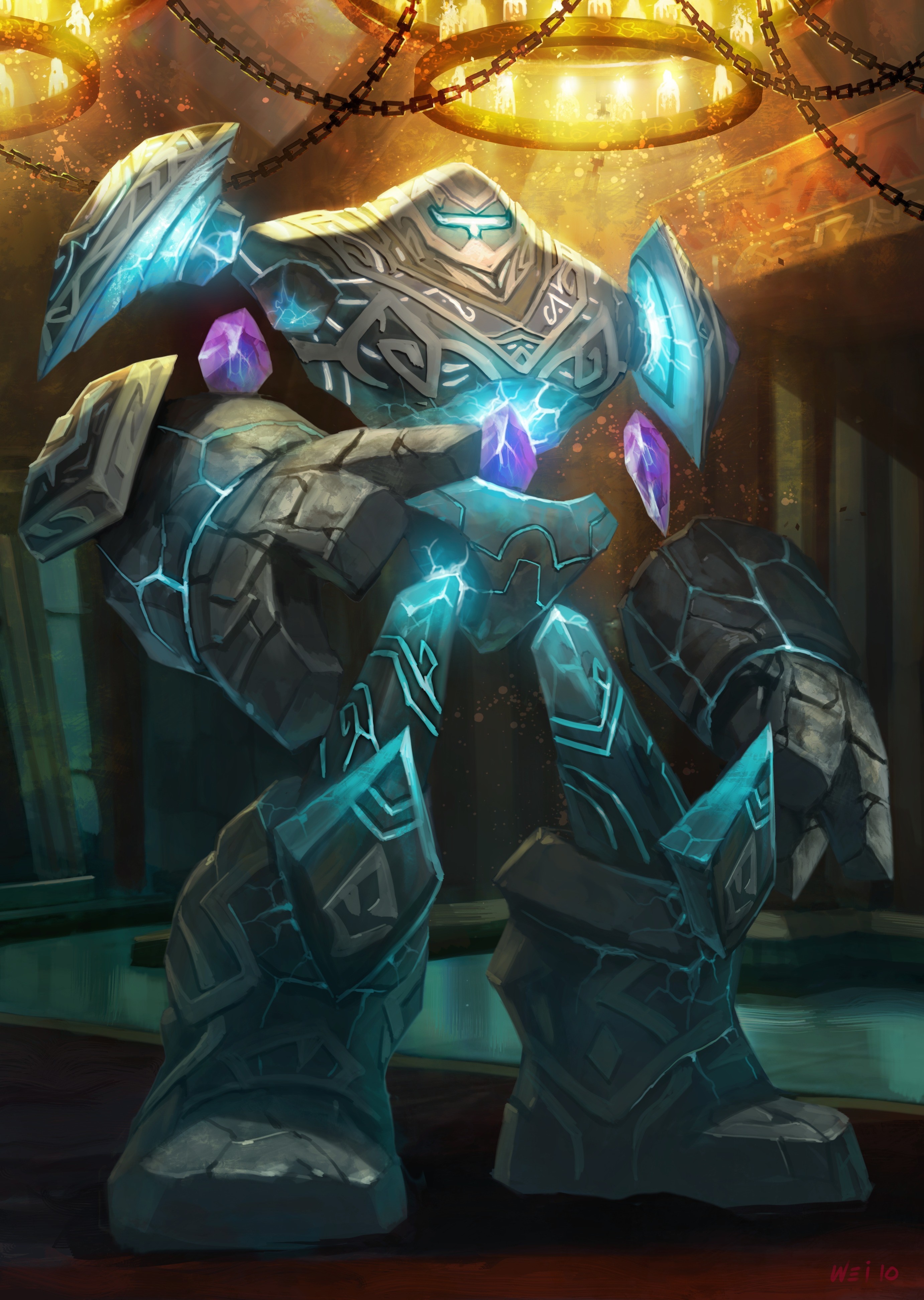 Stone Golem with Crystals from World of Warcraft HD Wallpaper
