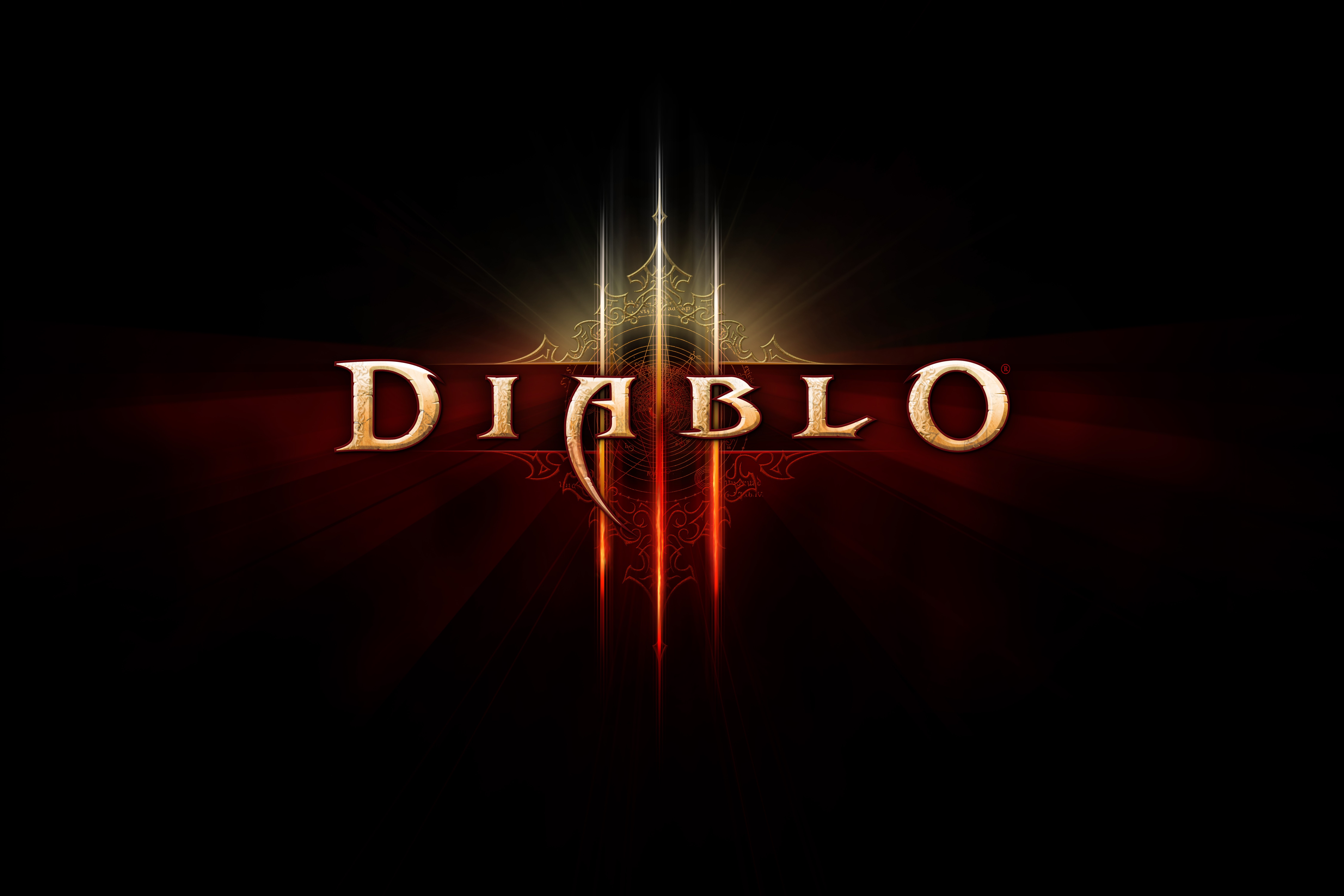 Diablo III logo with fiery accents HD Wallpaper