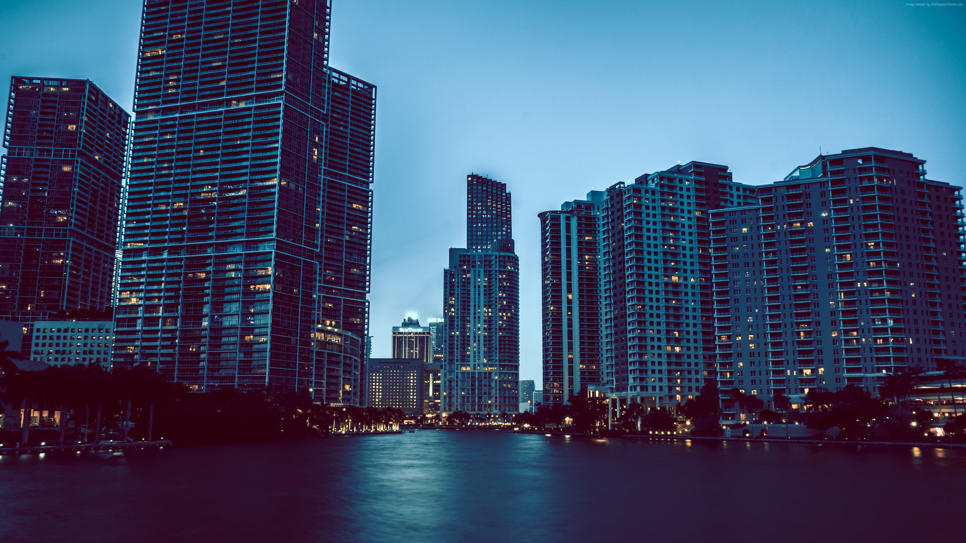 cityscapes, travel, night, skyscrapers, tourism, Miami HD Wallpaper