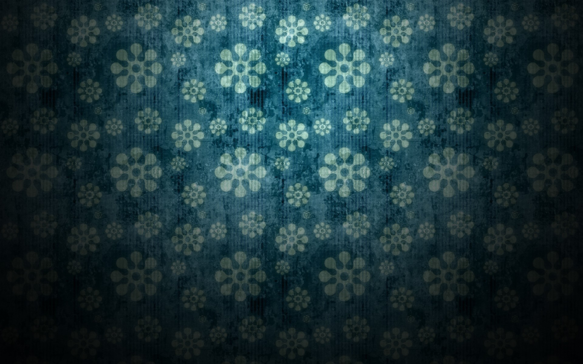 Blue and green textured pattern with floral motifs HD Wallpaper