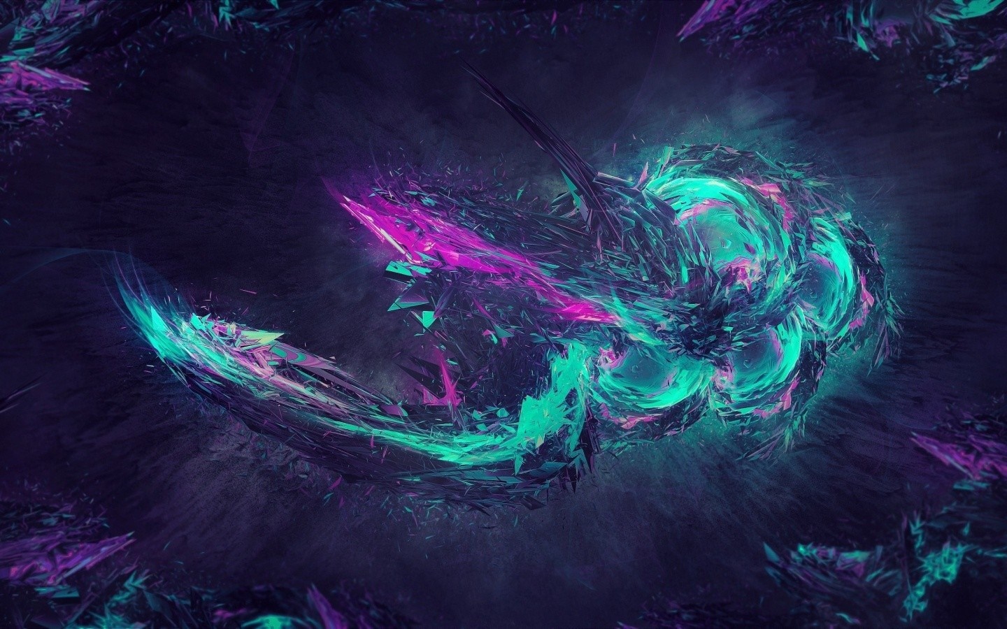 Abstract fractal art with purple and teal colors HD Wallpaper