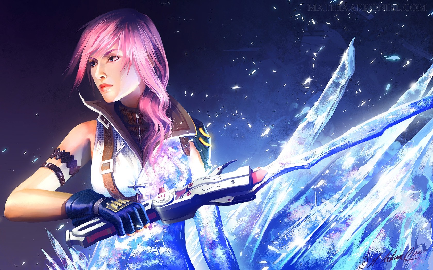 Lightning from Final Fantasy XIII with ice sword HD Wallpaper