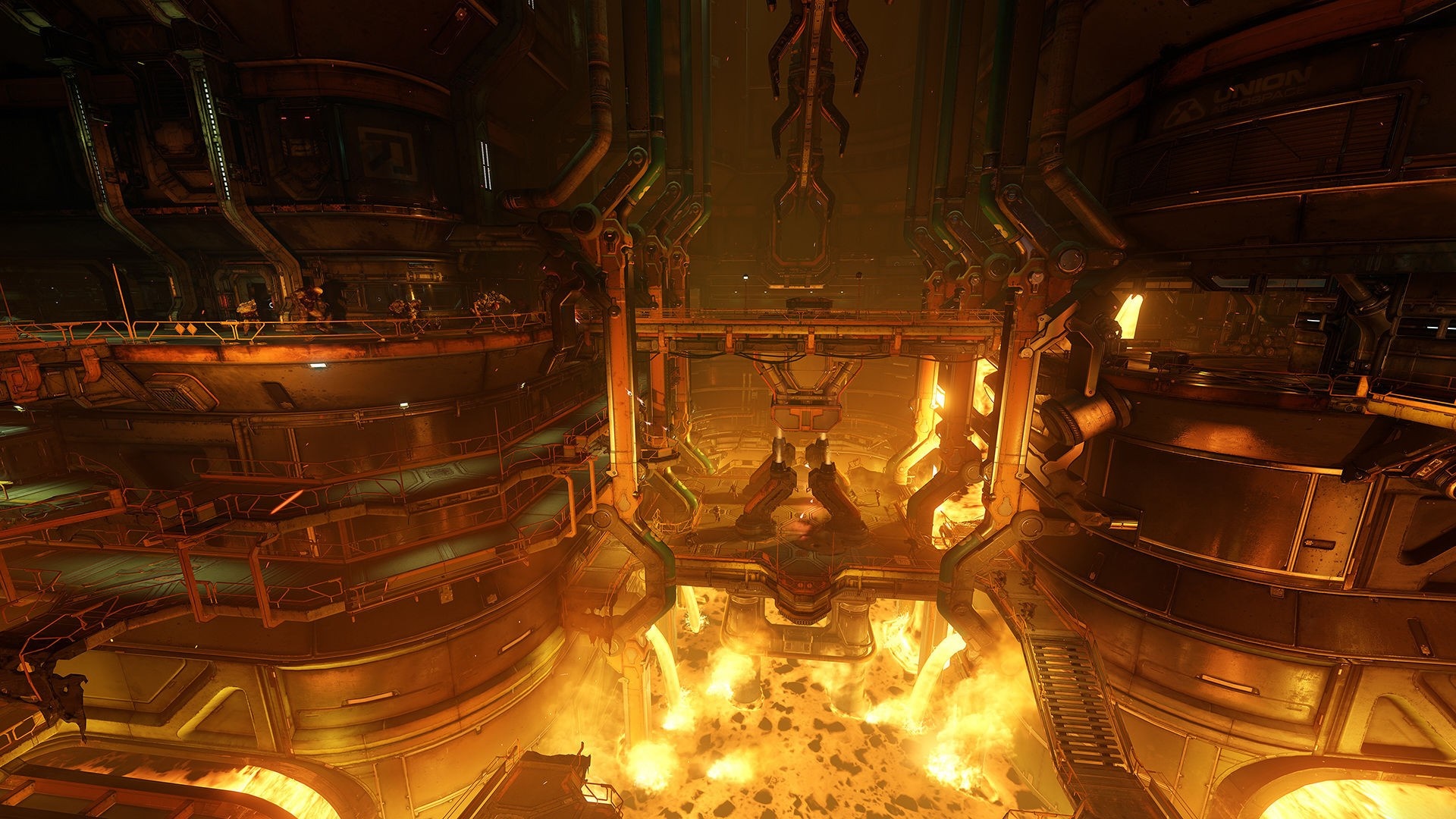 Doom 4 screenshot of a hellish industrial facility HD Wallpaper