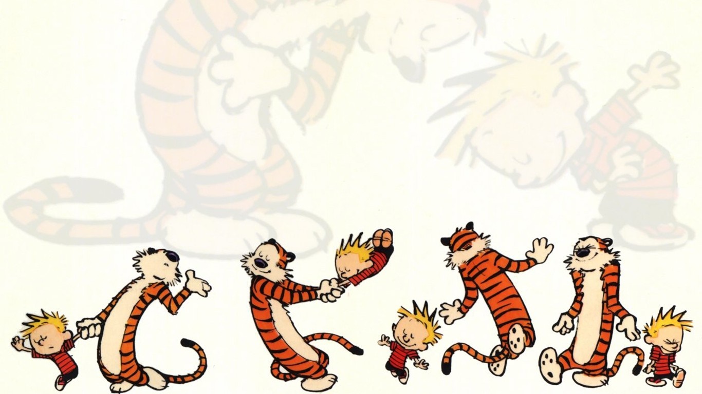 Calvin and Hobbes illustration HD Wallpaper