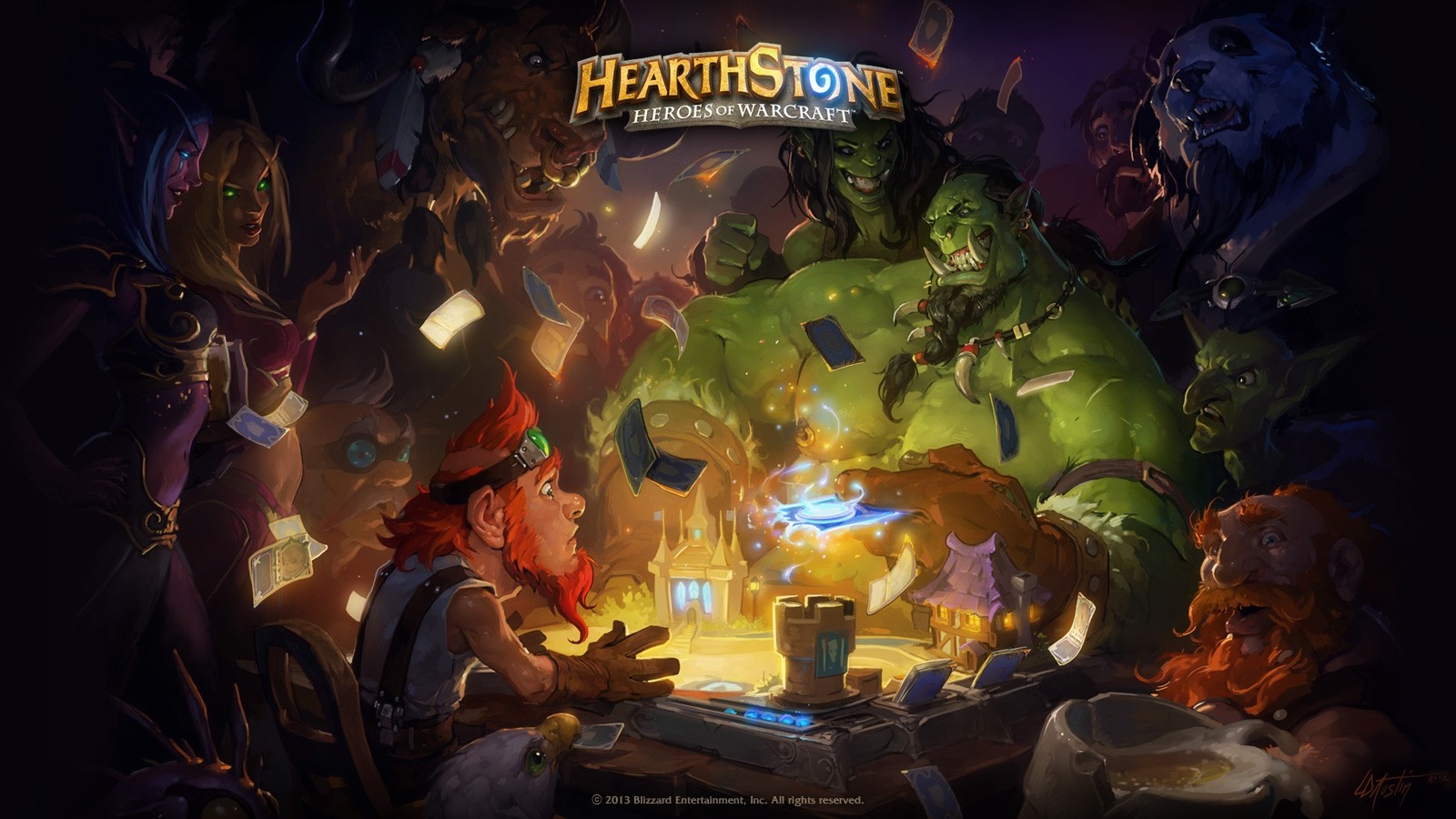 Hearthstone Heroes of Warcraft artwork with various characters HD Wallpaper