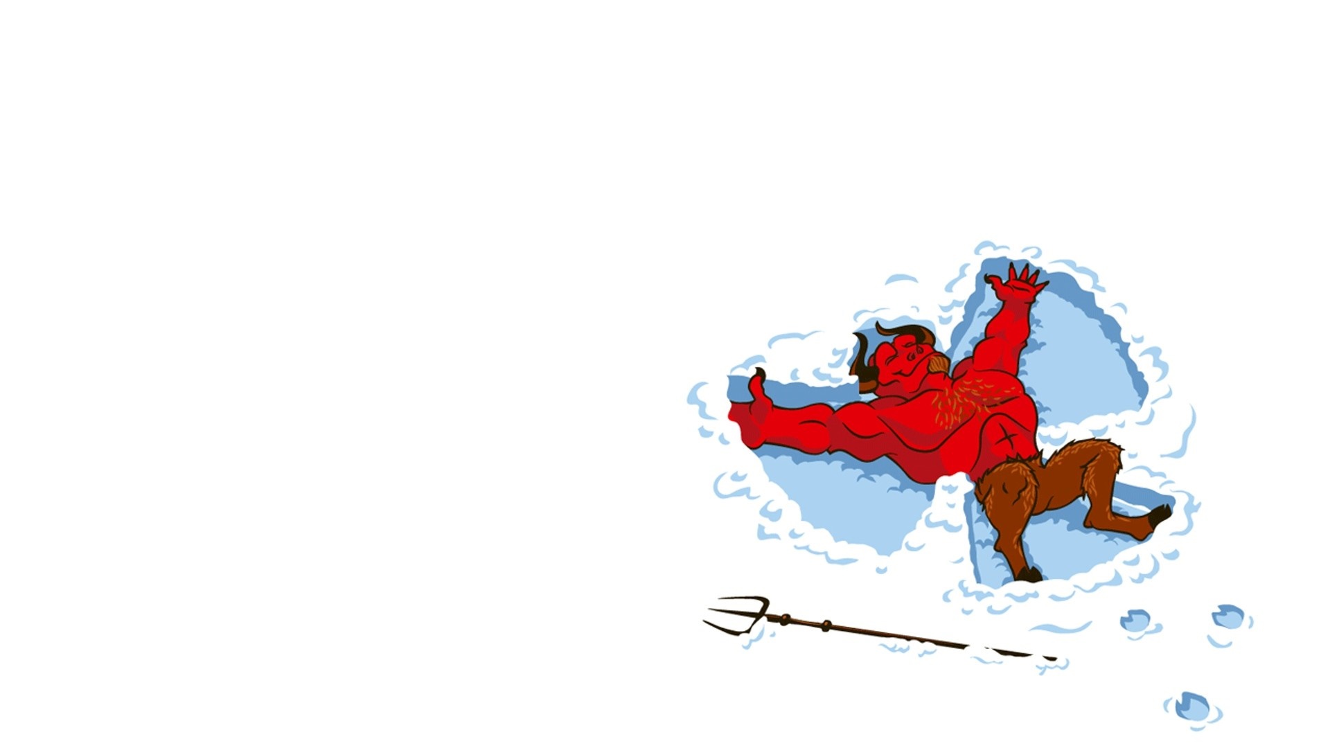 Devil making a snow angel with a pitchfork HD Wallpaper