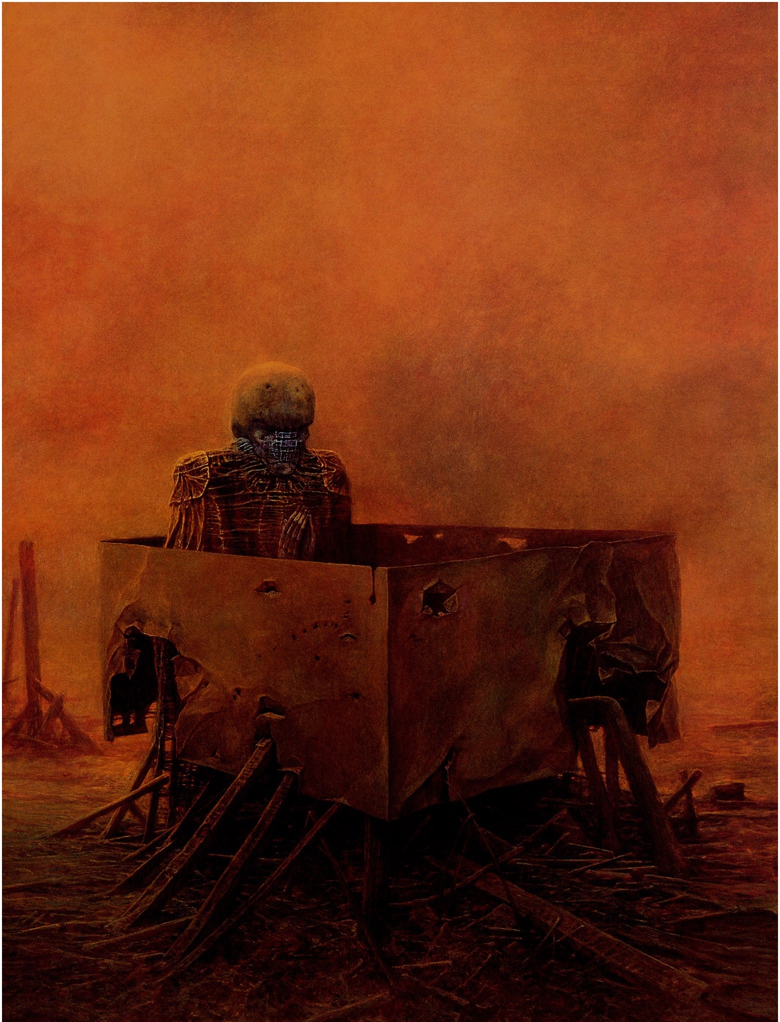 Figure in a box by Zdzisław Beksiński HD Wallpaper