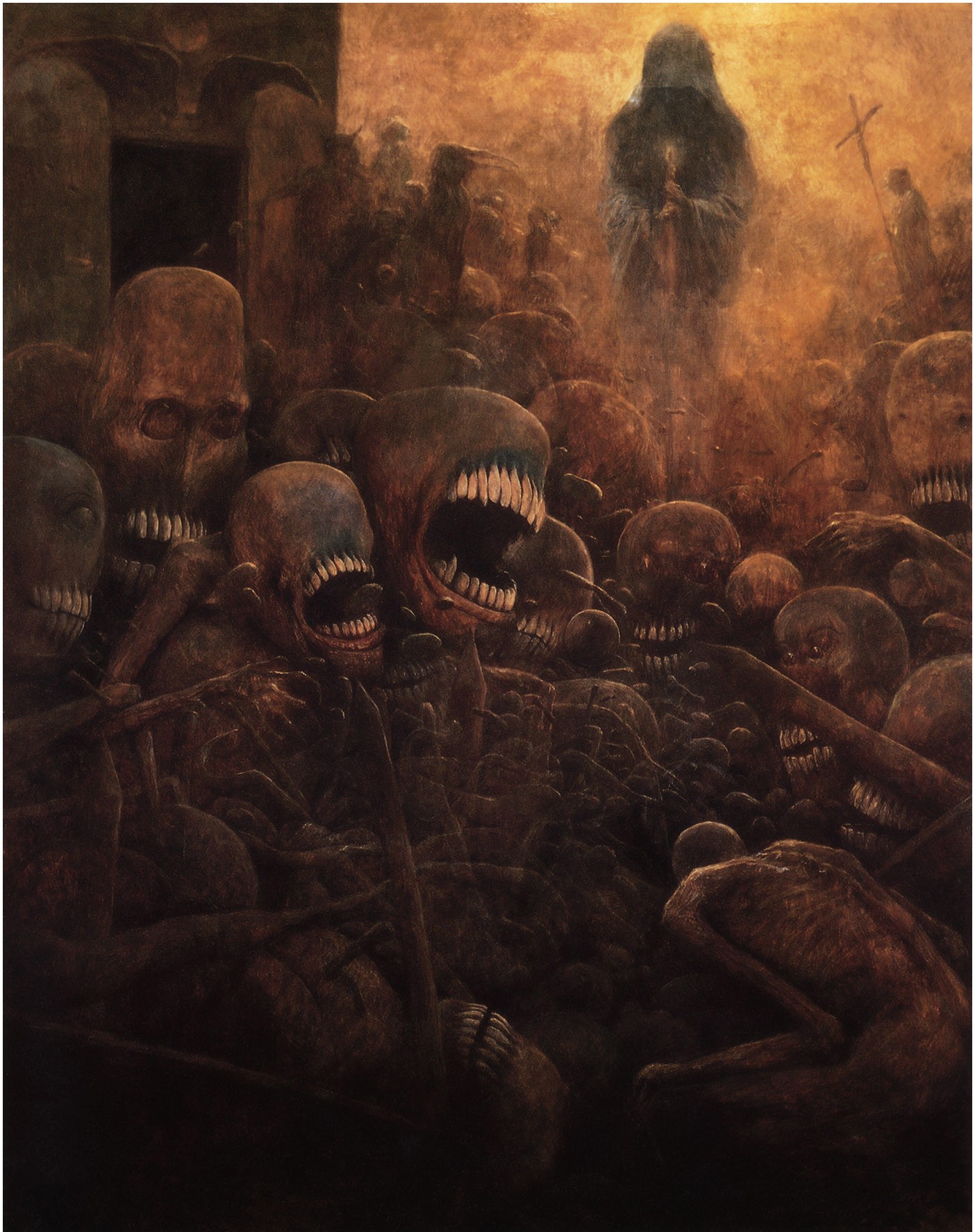 Painting of a macabre scene by Zdzisław Beksiński HD Wallpaper