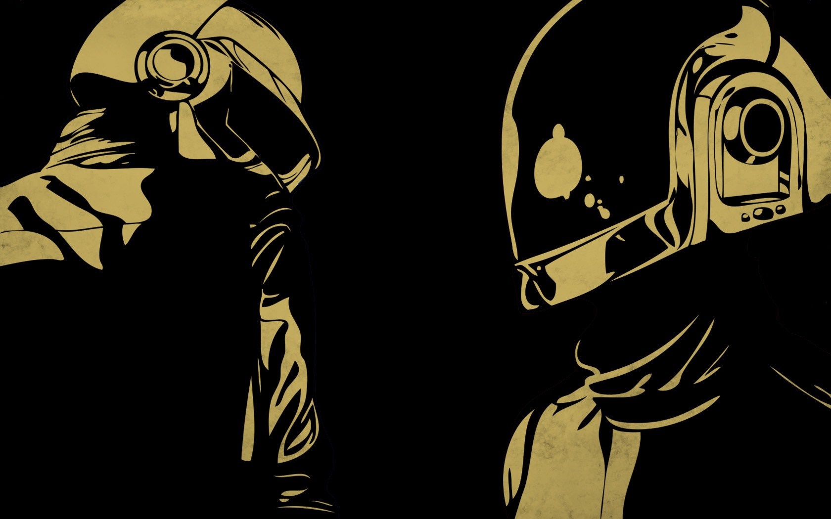 Daft Punk illustration in gold and black HD Wallpaper