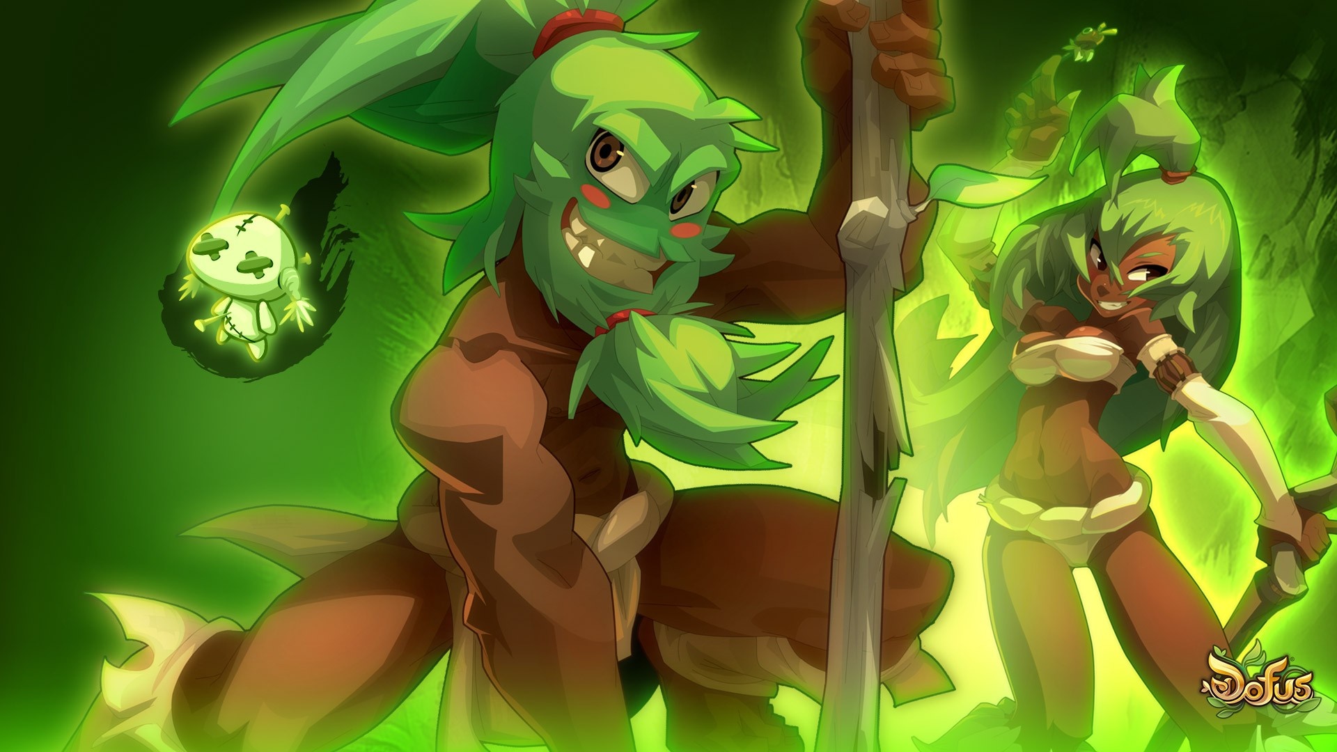 Sadida characters from Dofus with a voodoo doll HD Wallpaper
