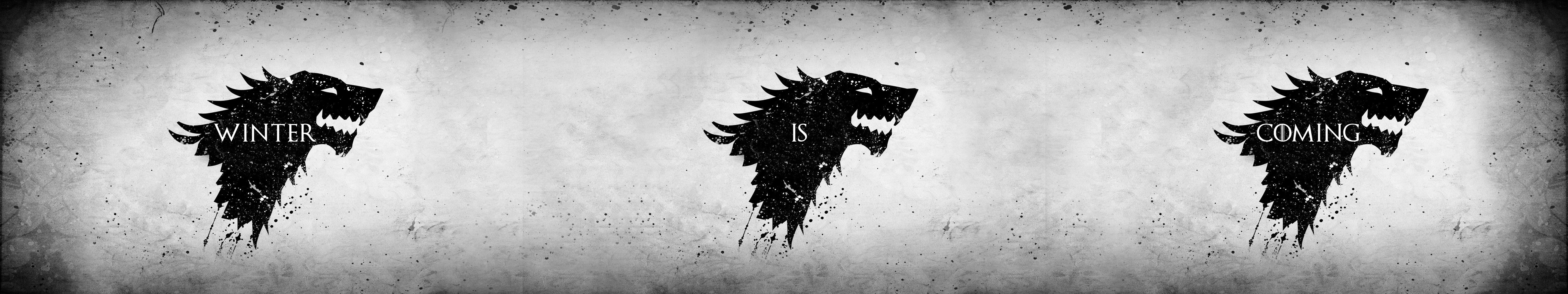Game of Thrones Stark Direwolf sigil with text HD Wallpaper