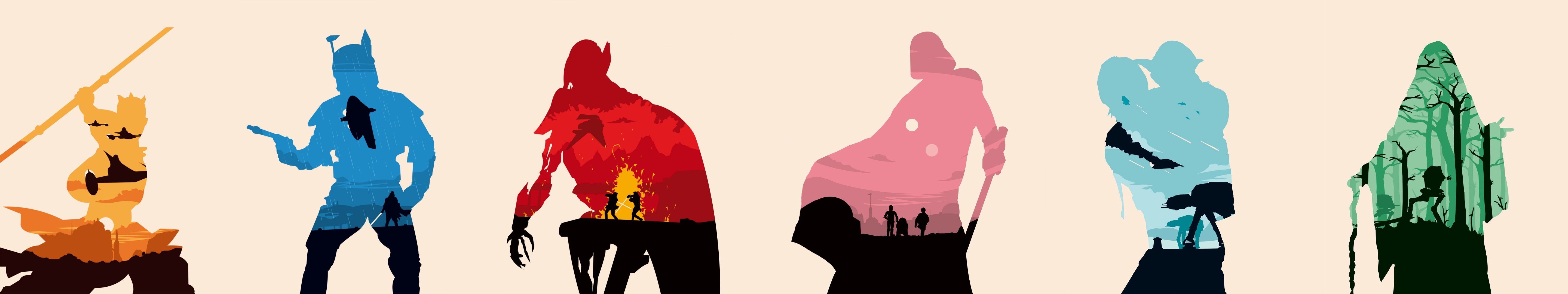 Star Wars characters by Olly Moss HD Wallpaper