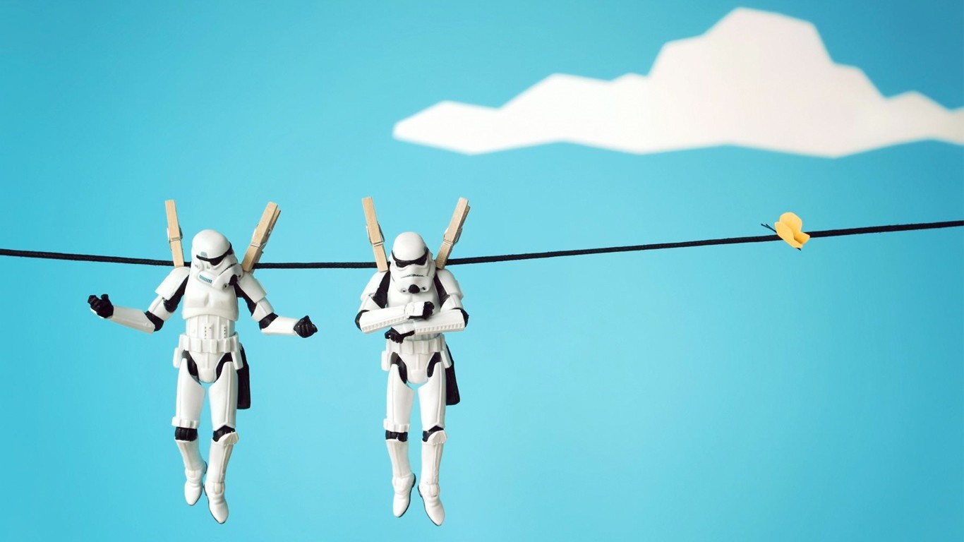Stormtroopers hanging on a clothesline HD Wallpaper