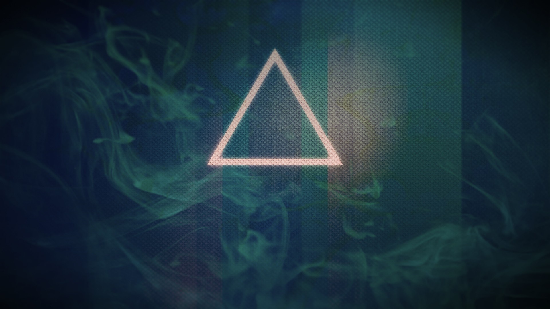 Triangle shape on a dark background with green smoke HD Wallpaper
