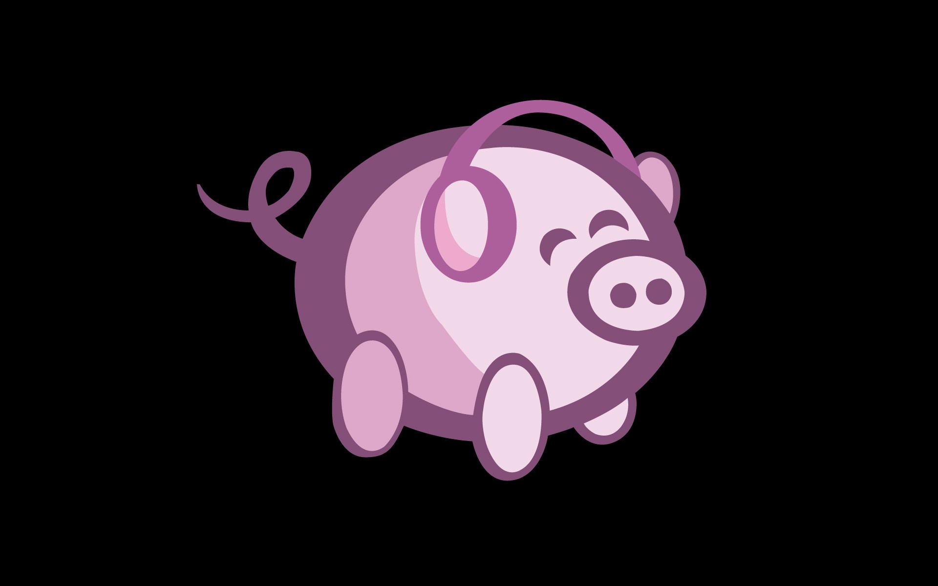 Pink pig wearing headphones logo HD Wallpaper