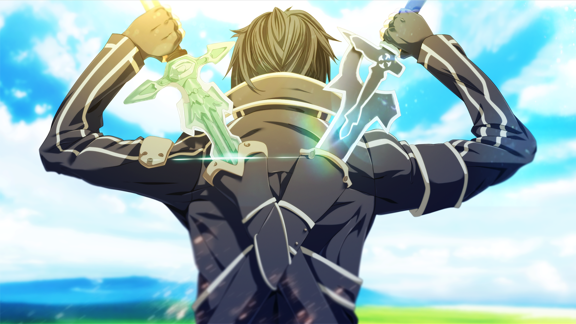 Kirigaya Kazuto from Sword Art Online with swords HD Wallpaper