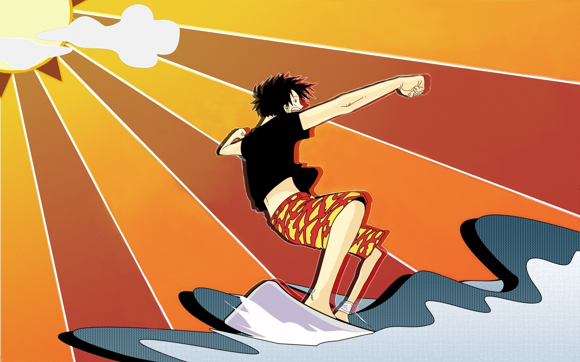 Monkey D. Luffy from One Piece surfing HD Wallpaper
