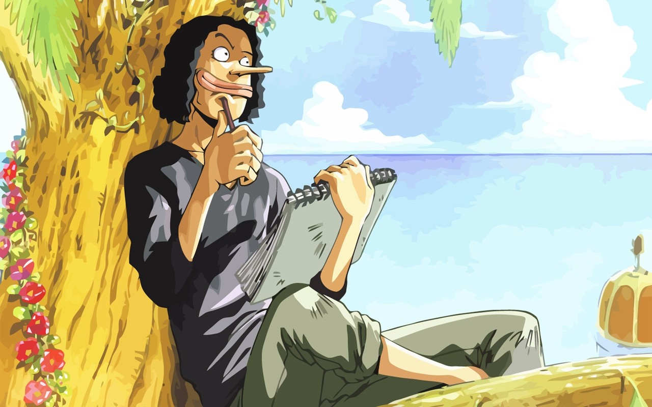 Usopp from One Piece drawing by the sea HD Wallpaper